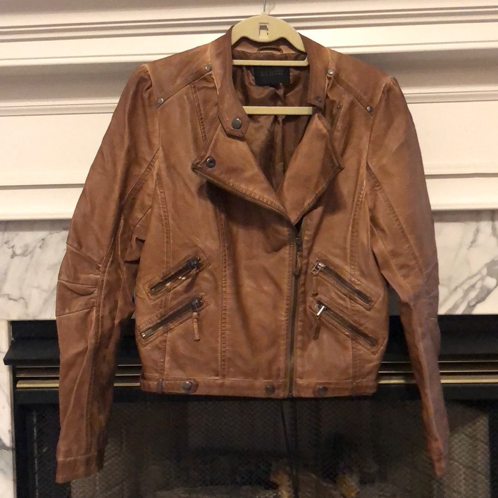Women’s Brown Vegan Leather Jacket size Large